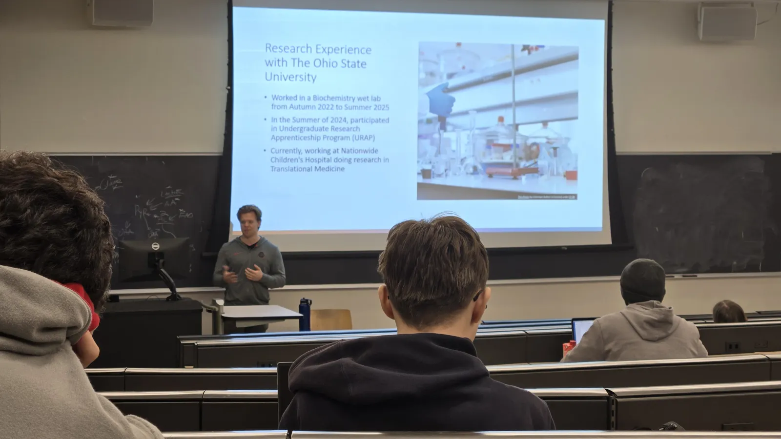 Joshua Sobecks presenting in front of group